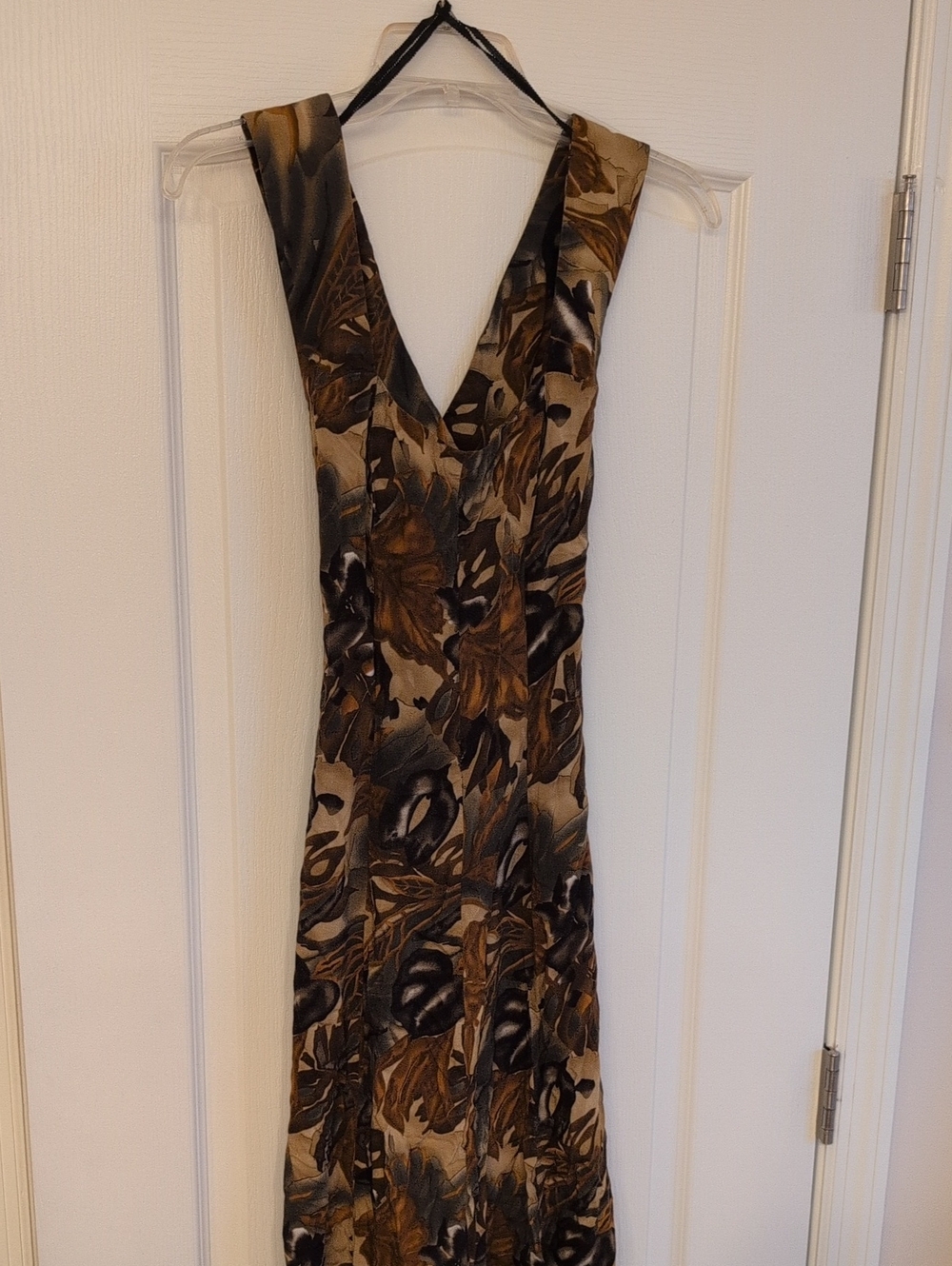 All That Jazz Brown and Black Floral V-Neck Maxi Dress With Cross Back